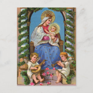 Nativitet med madonna och barn vykort