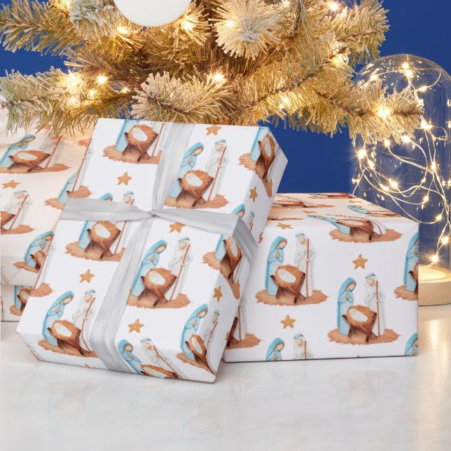 Nativitet Mönster Scene Mary Joseph Jesus jul Presentpapper (Helgdagar)