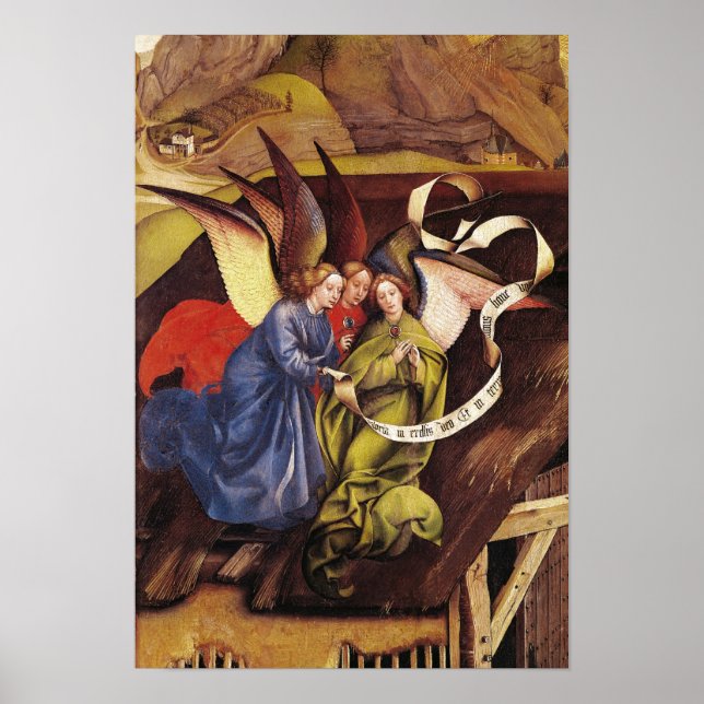 Nativitet, närmare uppgifter om tre änglar, 1425 poster (Framsidan)