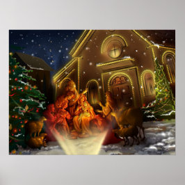 Nativitet och kyrka - Kristus födelse Poster