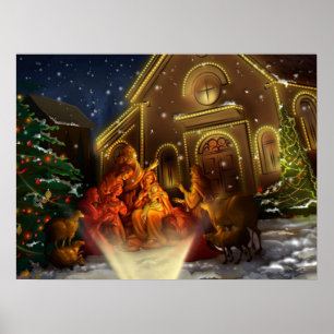 Nativitet och kyrka - Kristus födelse Poster