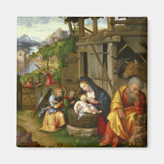 Nativitet och underordnad Änglar c1515 Magnet (Framsidan)