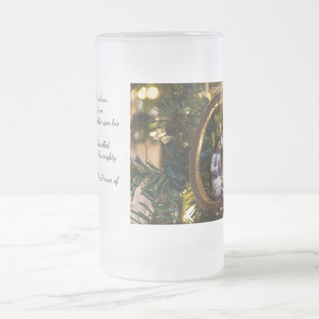Nativitet Ornament Bible Verse Frosted Glass Mugg (Center)