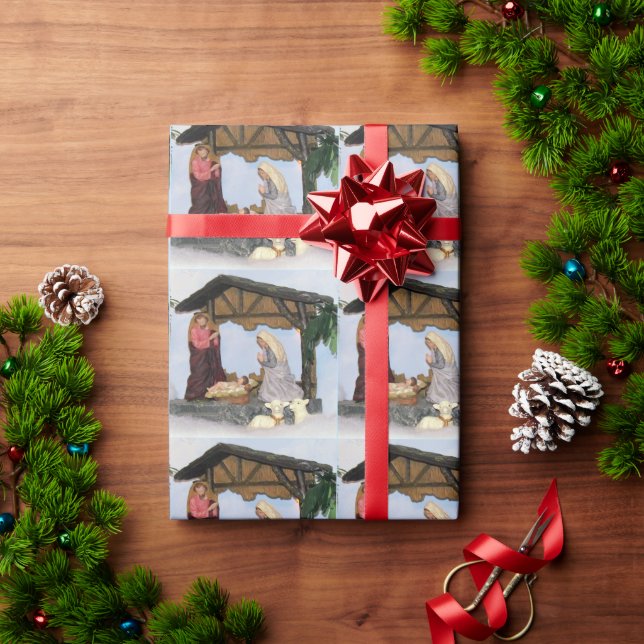 Nativitet - Papper för Creche-julbyn Presentpapper (Julgåva)