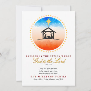 Nativitet Patriotic American jul Psalm 33:12 Julkort