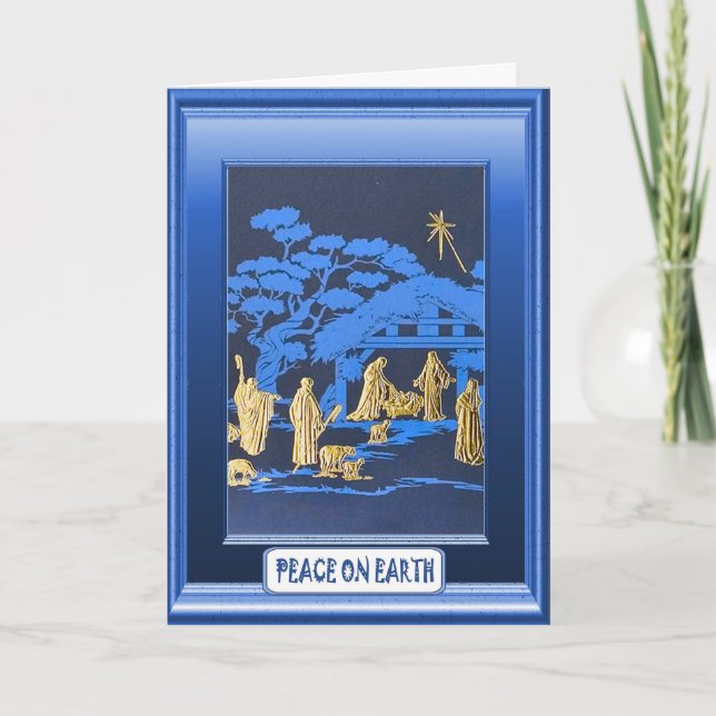 Nativitet, religiösans julkort helgkort (Framsida)