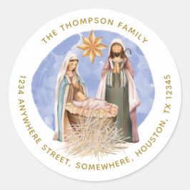 Nativitet Returnera texten Namn Adress Guld Vit Runt Klistermärke