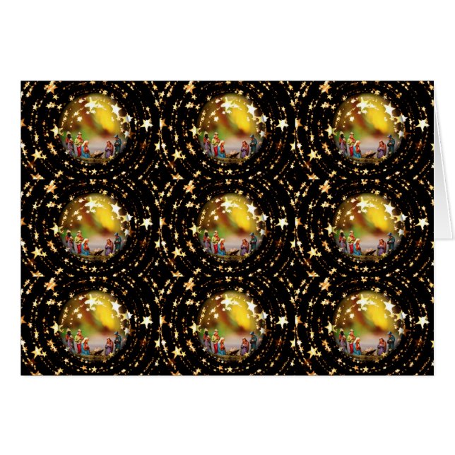 Nativitet Scene Crib Virgin Mary Infant Jesus Star Hälsningskort (Framsidan Horizontal)