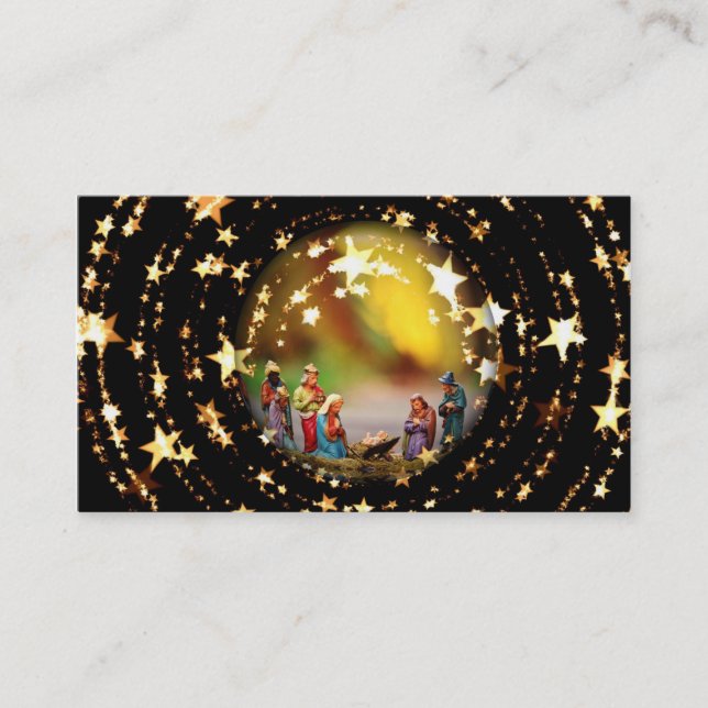 Nativitet Scene Crib Virgin Mary Infant Jesus Star Visitkort (Framsida)