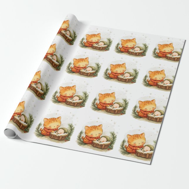 Nativitet Scene Jul Wrapping Papper Baby Jesus Presentpapper (Utrullad)