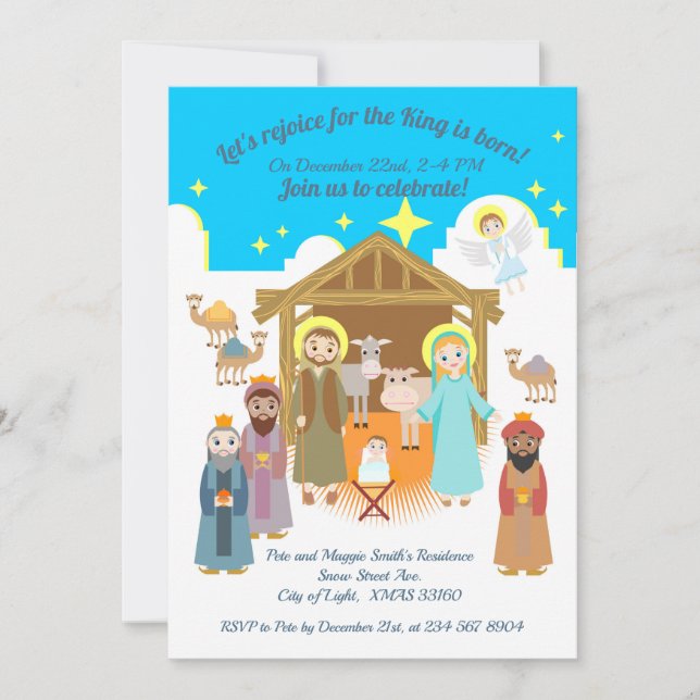 Nativitet Scene-julfestinbjudan Inbjudningar (Framsida)