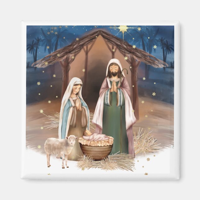 Nativitet Scene julklapp Magnet (Framsidan)