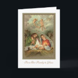 Nativitet St. Joseph Virgin Mary Baby Jesus Änglar Helgkort<br><div class="desc">Det här är en vacker vintage av traditionell katolsk religiösa i julklapp av Virgin Mary,  St. Joseph och Änglar som ser på Kristus barn när han ljuger i mangaren. All text och typsnitt kan ändras.</div>