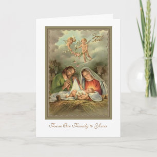Nativitet St. Joseph Virgin Mary Baby Jesus Änglar Helgkort