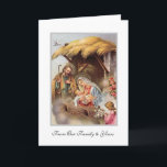 Nativitet St. Joseph Virgin Mary Baby Jesus Änglar Helgkort<br><div class="desc">Det här är en vacker vintage av traditionell katolsk religiösa i julklapp av Virgin Mary,  St. Joseph och Änglar som ser på Kristus barn när han ljuger i mangaren. All text och typsnitt kan ändras.</div>