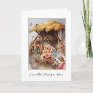 Nativitet St. Joseph Virgin Mary Baby Jesus Änglar Helgkort