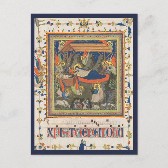 Nativiteten c.1340 | Blue Beach Sång™-vykort Vykort (Framsida)
