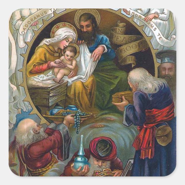 "Nativiteten" Fyrkantigt Klistermärke (Framsida)