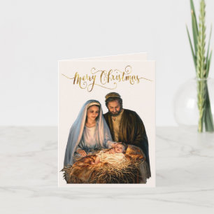 Nativiteten hos Mary, Joseph och baby Jesus Helgkort