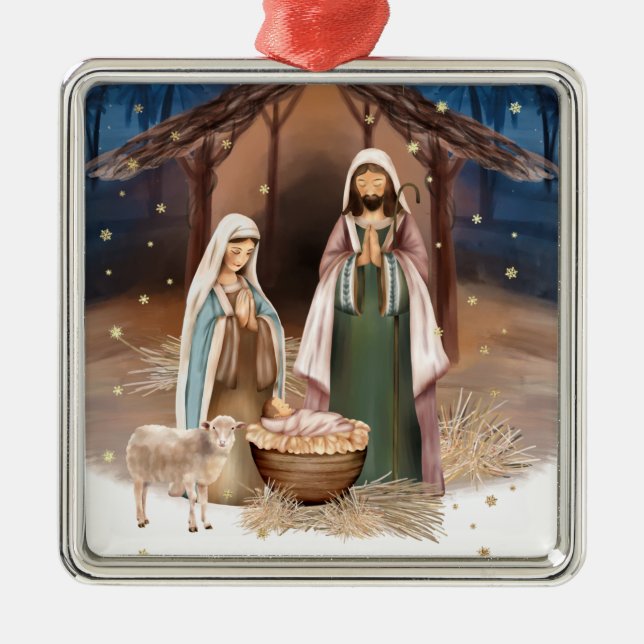 Nativitetscen, Anpassningsbar jul Julgransprydnad Metall (Framsidan)