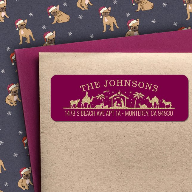 Nativitetscen Baby Jesus Kristi Returadress Etikett (Skapare uppladdad)