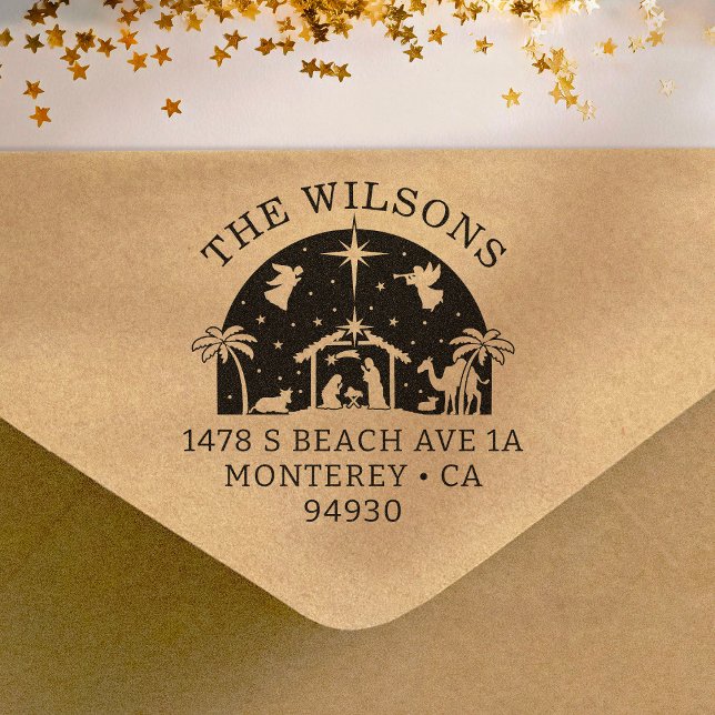 Nativitetscen Baby Jesus Kristi Returadress Självfärgande Stämpel (Skapare uppladdad)