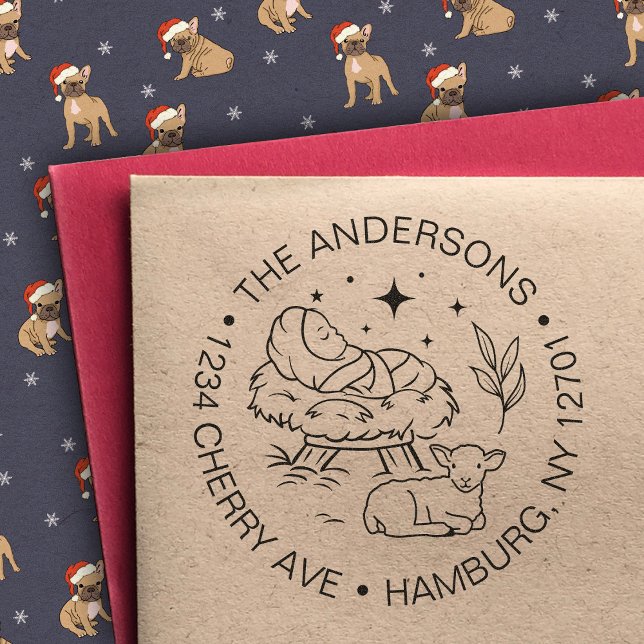 Nativitetscen Baby Jesus Kristi Returadress Självfärgande Stämpel (Skapare uppladdad)