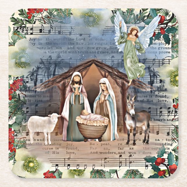 Nativitetscen, Joy to the World, Underlägg Papper Kvadrat (Framsidan)