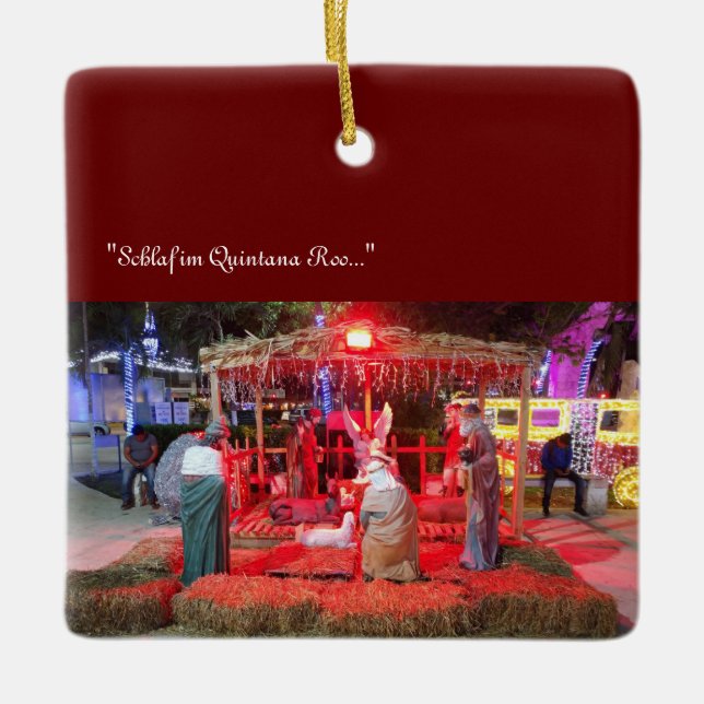 nativitetscen - looking@phones keramiska prydnadsf julgransprydnad keramik (Framsida)