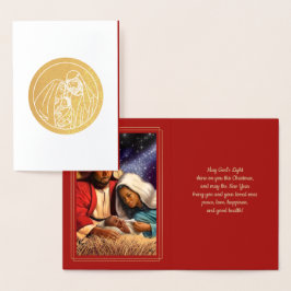 Nativitetscen Luxury Real Foil-julkort Folierat Kort
