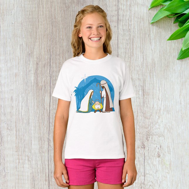 Nativitetscen med Mary Joseph och Baby Jesus T Shirt (Skapare uppladdad)