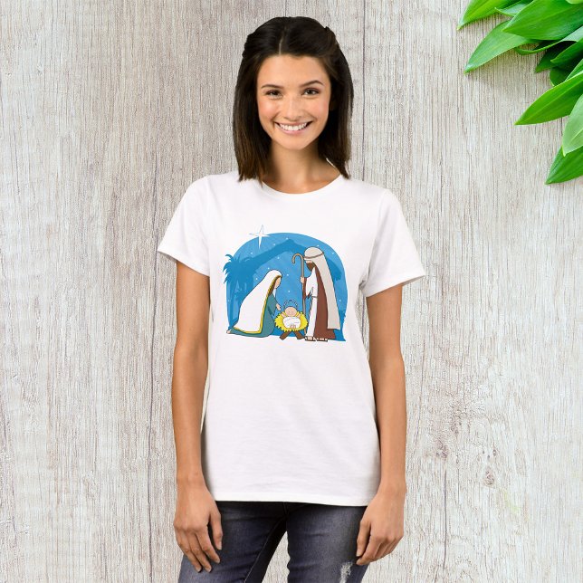 Nativitetscen med Mary Joseph och Baby Jesus T Shirt (Skapare uppladdad)