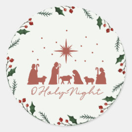 Nativitetscen Rund julklapp Runt Klistermärke