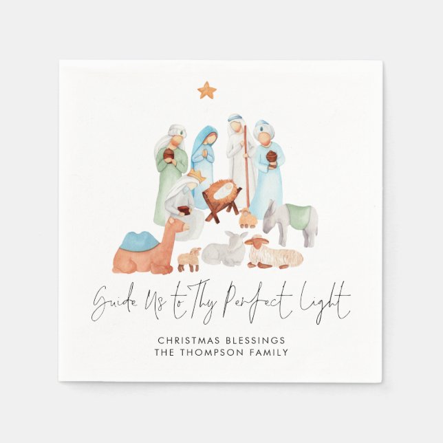 Nativitetscen Tre Kung-skript Namn Pappersservett (Framsidan)