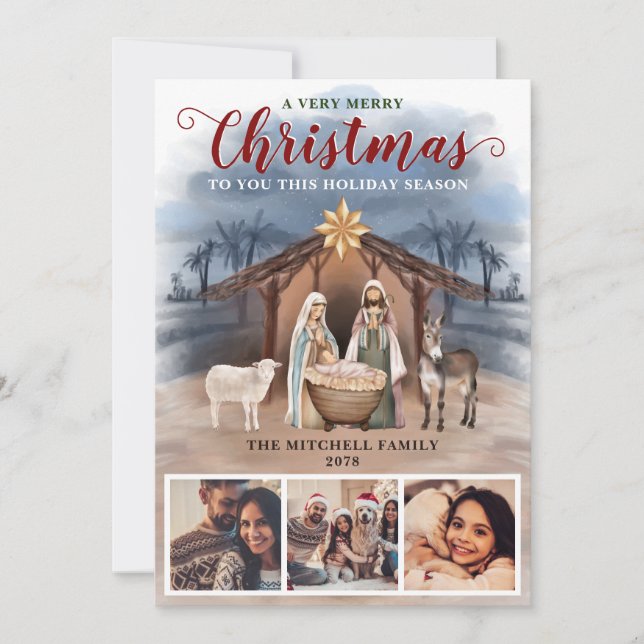 Nativitetscene Baby Jesus Photo God jul Julkort (Framsida)