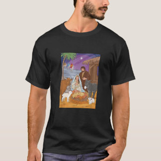 Nativitetscene Baby Jesus Virgin Mary och Saint Jo T Shirt