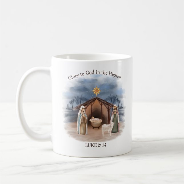Nativitetscene Church Namn Christian jul Kaffemugg (Vänster)