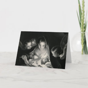 Nativitetscene Crib Virgin Mary Baby Jesus Änglar Helgkort