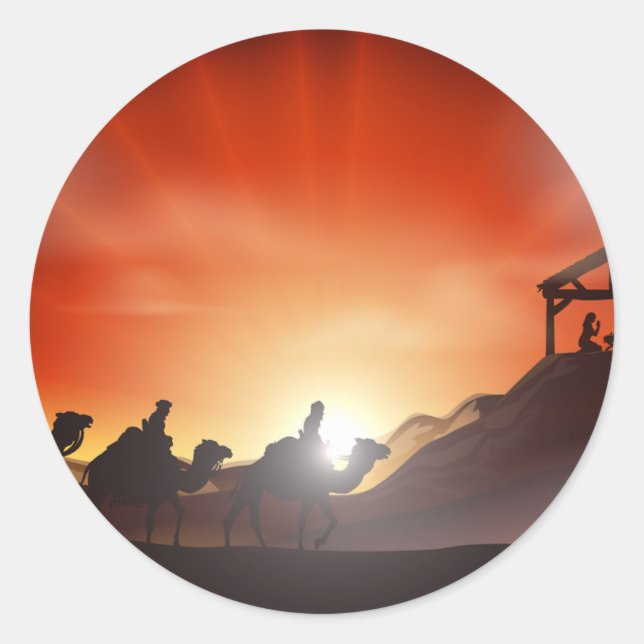 Nativitetscene-fästdon Runt Klistermärke (Framsida)