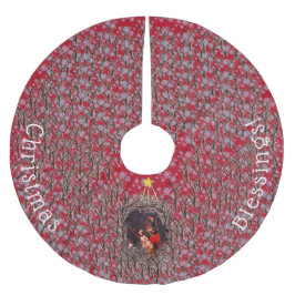 Nativitetscene Träd Skirt Julgransmatta Borstad Polyester