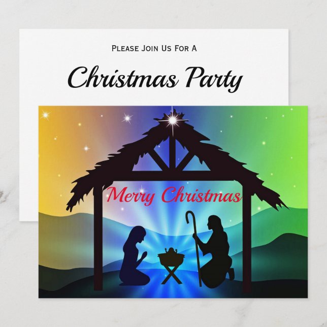 Nativitetshanterarens julgrafik inbjudningar (Fram/baksida)