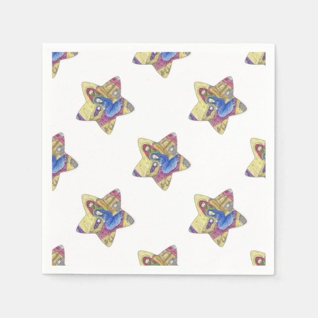 Nativitetshjul: Baby Jesus, Mary i en manger Pappersservett (Framsidan)