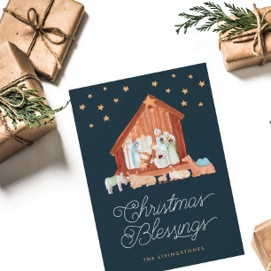 Nativitetshjul Blessings Photo Religiösa Holid Julkort