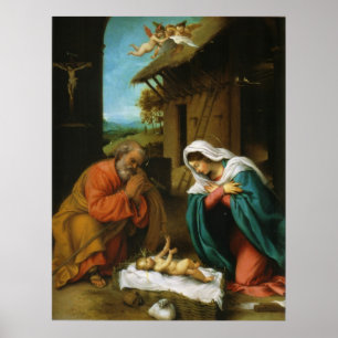 Nativitetshögskolan Geburt av Lorenzo Lotto Poster