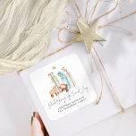 Nativitetsillustration Glad Tidings of Underbar Jo Fyrkantigt Klistermärke<br><div class="desc">Nativitetsillustration Namn Underbar tidings of Underbar Joy en vacker, enkel Nativitetscen med Mary, Joseph, Baby Jesus och en herde och får, och en linje från sång medan Shepherdsen tittade i en elegant och satte ett skript på en vit bakgrund för en contemporarys känsla. Anpassa enkelt hälsning och namn vid grund....</div>