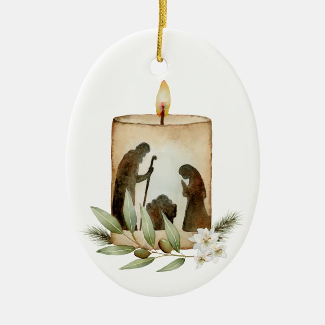 Nativitetsljus Ceramic Oval Jul Ornament (Framsidan)