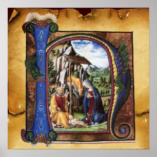 NATIVITETSPARCHMENT MONOGRAM POSTER