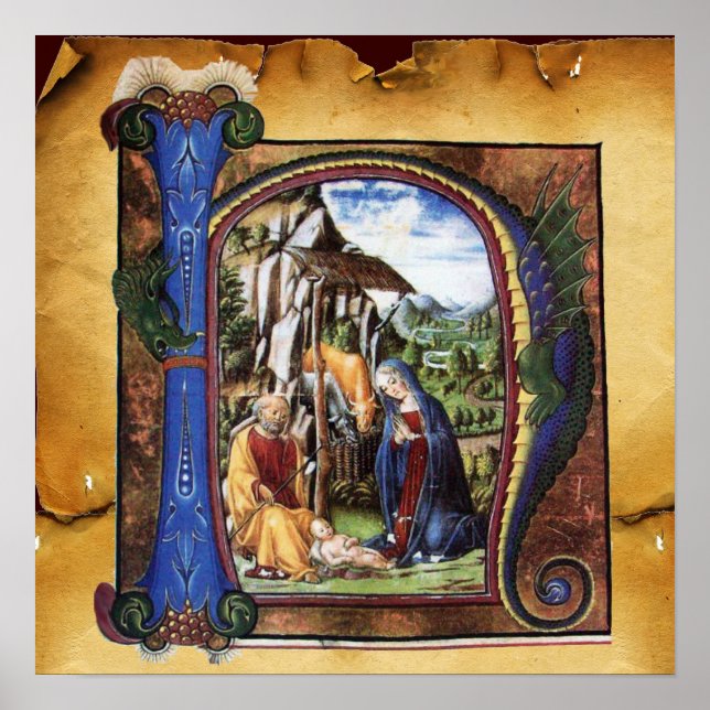 NATIVITETSPARCHMENT MONOGRAM POSTER (Framsidan)