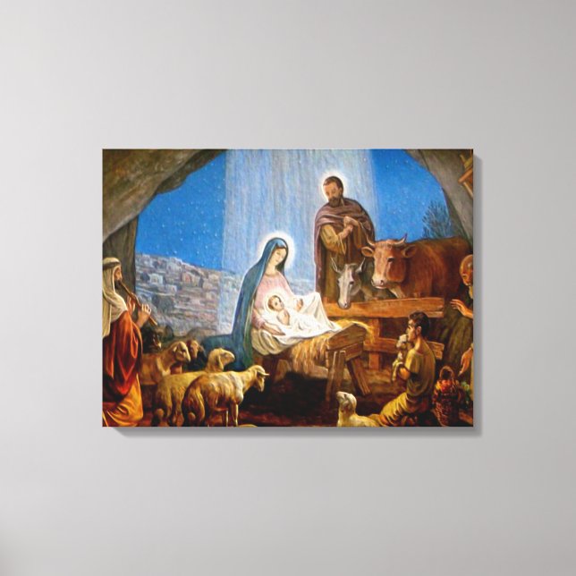 Nativitetsscen-gåvor till jul canvastryck (Framsida)