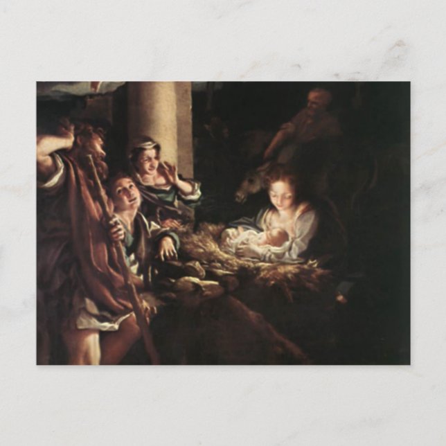 Nativitetsscen-gåvor till jul helg vykort (Framsida)